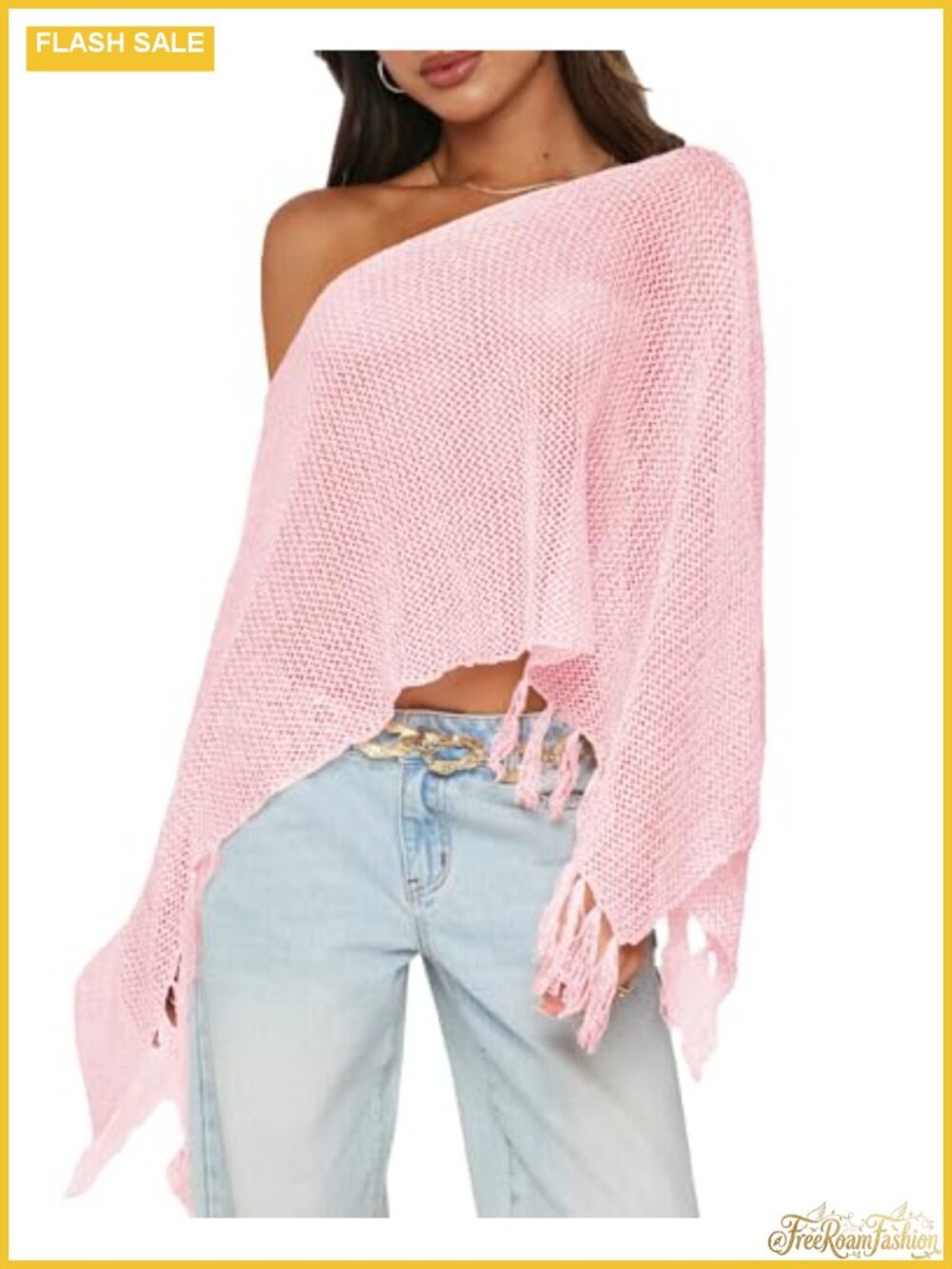 Sheer Knit Fringe Poncho Top Light Crochet Sequin Poncho Shawl